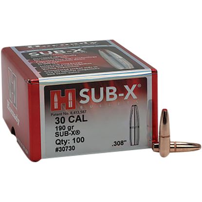 Picture of Hornady 30730 Sub-X 30 Cal .308 190 Gr Subsonic Expanding 100 Per Box/ 15 Case 