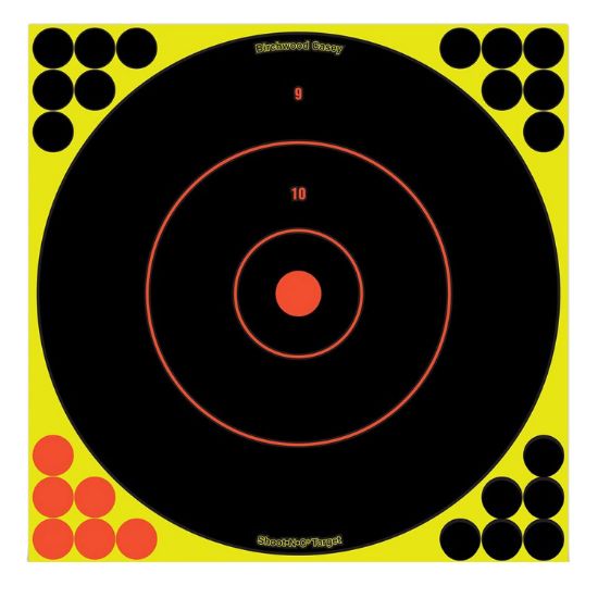 Picture of Birchwood Casey 34070 Shoot-N-C Reactive Target Self-Adhesive Paper Handgun Bullseye Includes Pasters 100 Per Pkg 