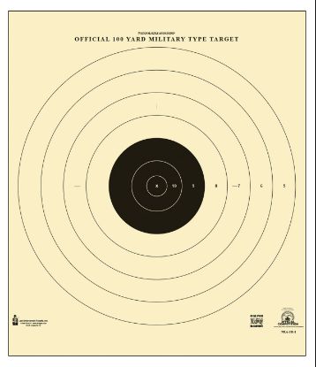 Picture of Action Target Sr1100 Sighting Military Bullseye Tagboard Hanging 100 Yds 21" X 21" Black/White 100 Per Box 