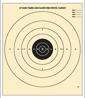Picture of Action Target B8100 Competition Nra Time & Rapid Fire Bullseye Heavy Paper Hanging 25 Yds Handgun 21" X 24" Black/White 100 Per Box 
