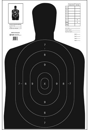 Picture of Action Target B27eblack100 Qualification Economy Silhouette Paper Hanging 23" X 35" Black/White 100 Per Box 