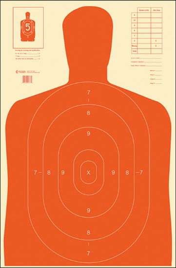 Picture of Action Target B27ered100 Qualification Economy Silhouette Paper Hanging 23" X 35" Red/White 100 Per Box 