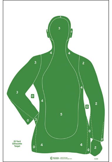 Picture of Action Target B21egreen100 Qualification Silhouette Paper Hanging 23" X 35" Green 100 Per Box 