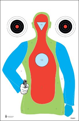 Picture of Action Target Prb21e100 Qualification High Visibility Fluorescent Silhouette Paper Hanging 23" X 35" Multi-Color 100 Per Box 