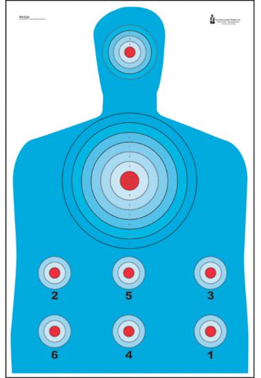 Picture of Action Target Prcq1100 Qualification High Visibility Fluorescent Silhouette Paper 23" X 35" Blue/Red 100 Per Box 