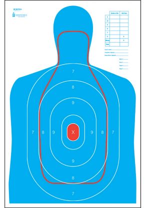 Picture of Action Target Rcb27eq100 Qualification B-27E & Fbi Q Combo Silhouette Hanging Paper 23" X 35" Blue/White 100 Per Box 