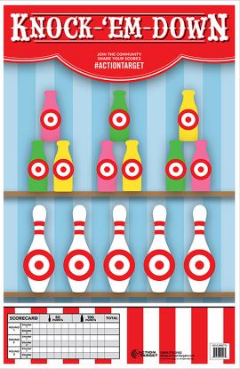 Picture of Action Target Gscarbttl100 Entertainment Knock-'Em-Down Bottles/Pins Paper Hanging 23" X 35" Multi-Color 100 Per Box 