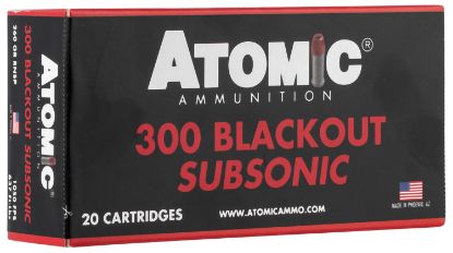 Picture of Atomic Ammunition 00478 Rifle Subsonic 300 Blackout 260 Gr Round Nose Soft Point Boat Tail 20 Per Box/ 10 Case 