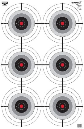 Picture of Birchwood Casey 37038 Eze-Scorer 6-Bullseye Paper Target 23" X 35" 100 Per Pack 