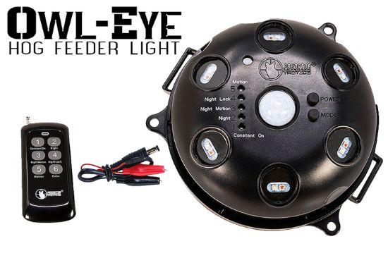 Picture of Predator Tactics 97510 Owl-Eye Hog Feeder Light Black Red/Green Filter 50-55' Range Features Wireless Remote 