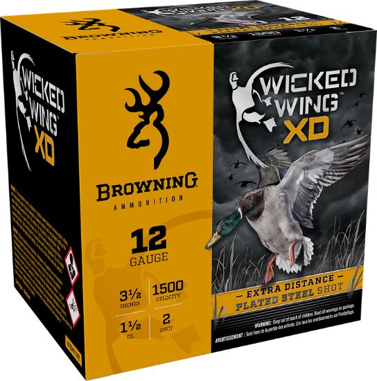 Picture of Browning Ammo B193411242 Wicked Wing Xd 12 Gauge 3.50" 1 1/2 Oz 2 Shot 25 Per Box/ 10 Case 