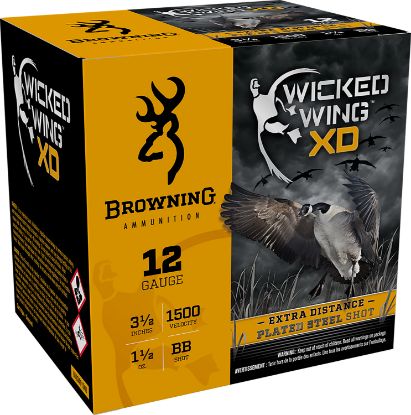 Picture of Browning Ammo B193411240 Wicked Wing Xd 12 Gauge 3.50" 1 1/2 Oz Bb Shot 25 Per Box/ 10 Case 