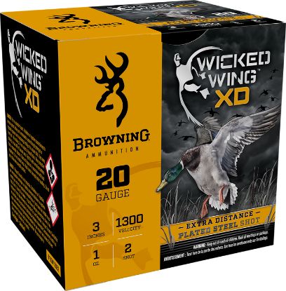 Picture of Browning Ammo B193412032 Wicked Wing Xd 20 Gauge 3" 1 Oz 2 Shot 25 Per Box/ 10 Case 