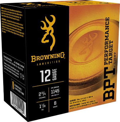 Picture of Browning Ammo B193611228 Bpt Performance Target Light 12 Gauge 2.75" 1 1/8 Oz 8 Shot 25 Per Box/ 10 Case 