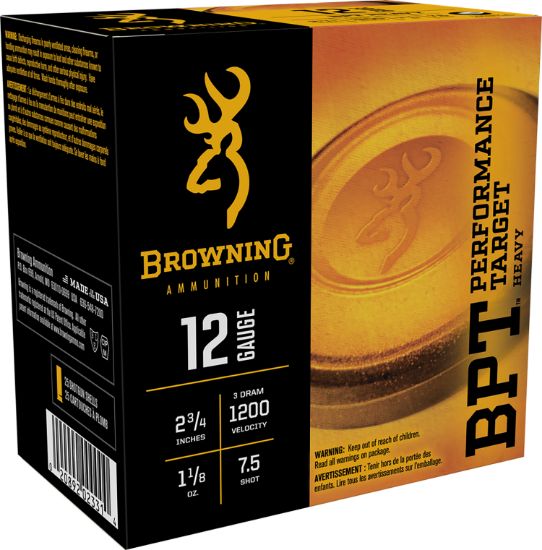 Picture of Browning Ammo B193621227 Bpt Performance Target Heavy 12 Gauge 2.75" 1 1/8 Oz 7.5 Shot 25 Per Box/ 10 Case 