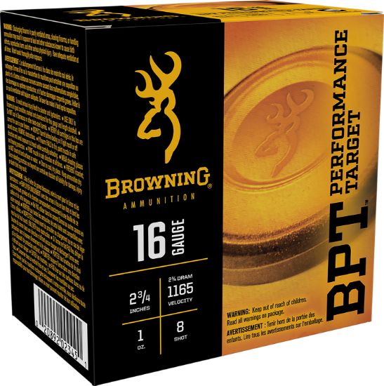 Picture of Browning Ammo B193611628 Bpt Performance Target 16 Gauge 2.75" 1 Oz 8 Shot 25 Per Box/ 10 Case 