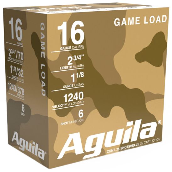 Picture of Aguila 1Chb1606 Birdshot High Velocity 16Gauge 2.75" 1 1/8Oz 6Shot 25 Per Box/10 Case 