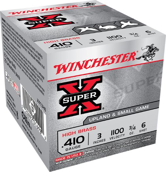 Picture of Winchester Ammo X413h6 Super X Heavy Game Load High Brass 410 Gauge 3" 3/4 Oz 6 Shot 25 Bx/ 10 Case 