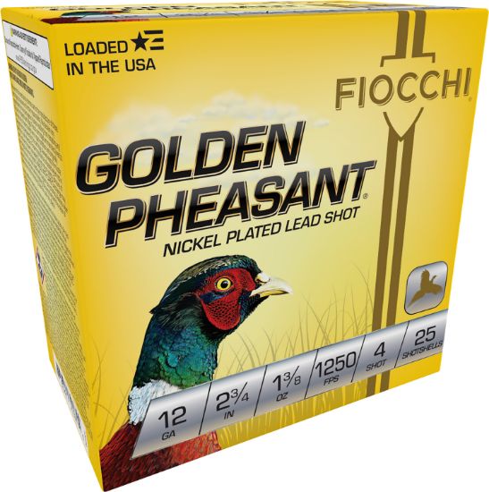 Picture of Fiocchi 12Gp4 Golden Pheasant Extrema 12 Gauge 2.75" 1 3/8 Oz 4 Shot 25 Per Box/ 10 Case 