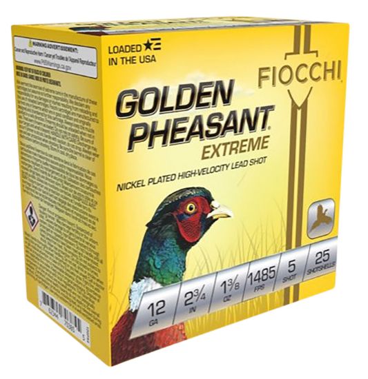 Picture of Fiocchi 12Gpx5 Golden Pheasant Extrema 12 Gauge 2.75" 1 3/8 Oz 5 Shot 25 Per Box/ 10 Case 