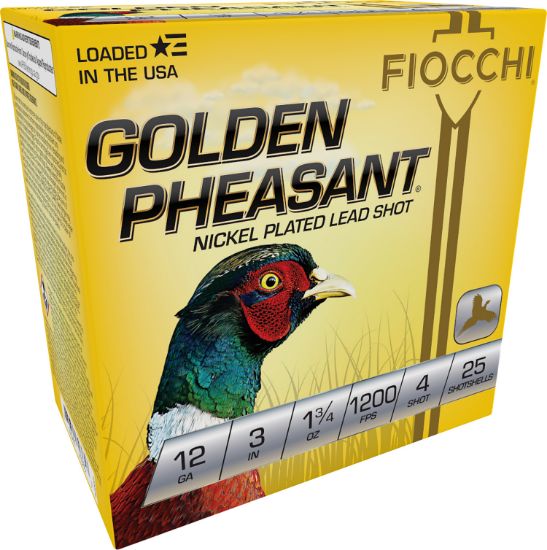 Picture of Fiocchi 123Gp4 Golden Pheasant Extrema 12 Gauge 3" 1 3/4 Oz 4 Shot 25 Per Box/ 10 Case 