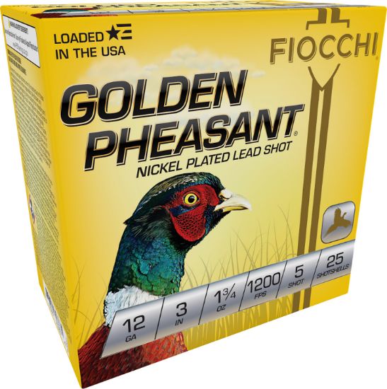 Picture of Fiocchi 123Gp5 Golden Pheasant Extrema 12 Gauge 3" 1 3/4 Oz 5 Shot 25 Per Box/ 10 Case 