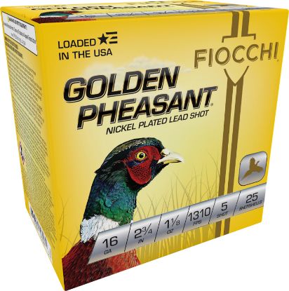 Picture of Fiocchi 16Gp5 Golden Pheasant Extrema 16 Gauge 2.75" 1 1/8 Oz 5 Shot 25 Per Box/ 10 Case 