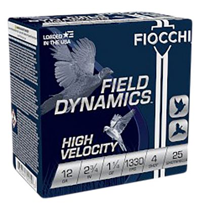 Picture of Fiocchi 12Hv4 Field Dynamics High Velocity 12 Gauge 2.75" 1 1/4 Oz 4 Shot 25 Per Box/ 10 Case 