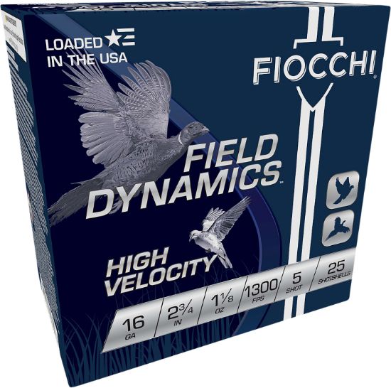 Picture of Fiocchi 16Hv5 Field Dynamics High Velocity 16 Gauge 2.75" 1 1/8 Oz 5 Shot 25 Per Box/ 10 Case 