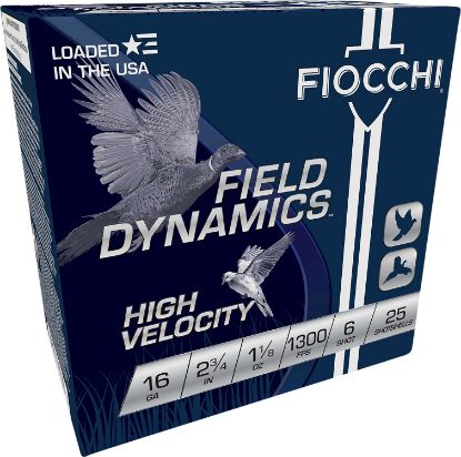 Picture of Fiocchi 16Hv6 Field Dynamics High Velocity 16 Gauge 2.75" 1 1/8 Oz 6 Shot 25 Per Box/ 10 Case 