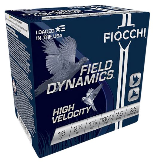 Picture of Fiocchi 16Hv75 Field Dynamics High Velocity 16 Gauge 2.75" 1 1/8 Oz 7.5 Shot 25 Per Box/ 10 Case 