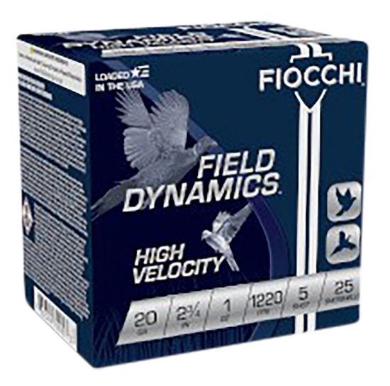 Picture of Fiocchi 20Hv5 Field Dynamics High Velocity 20 Gauge 2.75" 1 Oz 5 Shot 25 Per Box/ 10 Case 