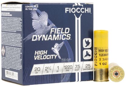 Picture of Fiocchi 20Hv75 Field Dynamics High Velocity 20 Gauge 2.75" 1 Oz 7.5 Shot 25 Per Box/ 10 Case 