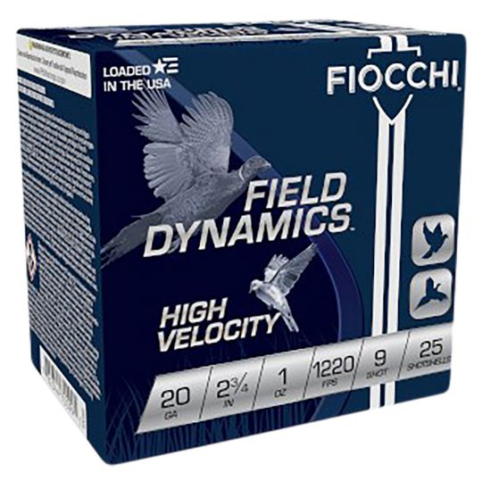 Picture of Fiocchi 20Hv9 Field Dynamics High Velocity 20 Gauge 2.75" 1 Oz 9 Shot 25 Per Box/ 10 Case 