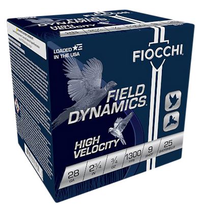 Picture of Fiocchi 28Hv9 Field Dynamics High Velocity 28 Gauge 2.75" 3/4 Oz 9 Shot 25 Per Box/ 10 Case 