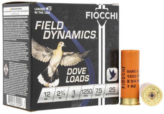 Picture of Fiocchi 12Gt75 Field Dynamics Dove & Quail 12 Gauge 2.75" 1 Oz 7.5 Shot 25 Per Box/ 10 Case 