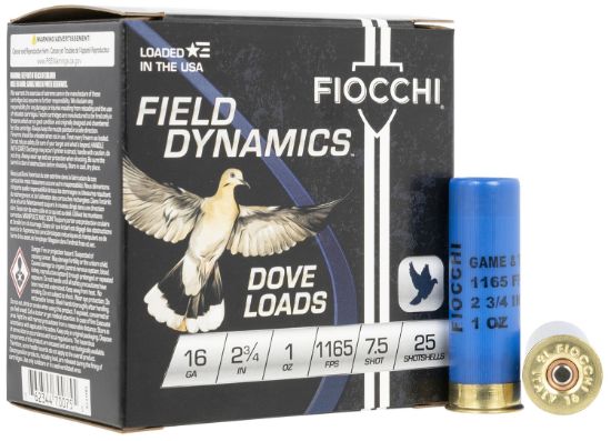 Picture of Fiocchi 16Gt75 Field Dynamics Dove & Quail 16 Gauge 2.75" 1 Oz 7.5 Shot 25 Per Box/ 10 Case 