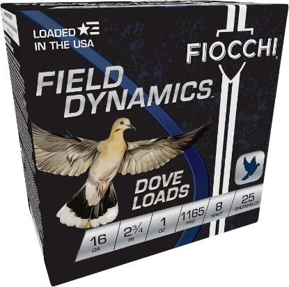 Picture of Fiocchi 16Gt8 Field Dynamics Dove & Quail 16 Gauge 2.75" 1 Oz 8 Shot 25 Per Box/ 10 Case 