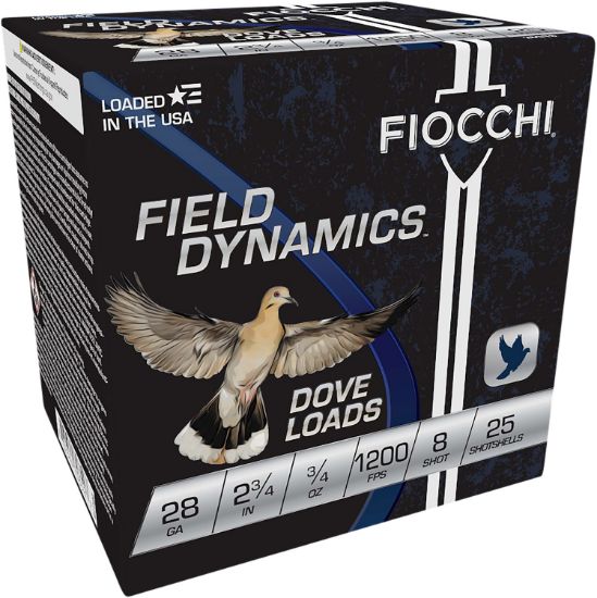 Picture of Fiocchi 28Gt8 Field Dynamics Dove & Quail 28 Gauge 2.75" 3/4 Oz 8 Shot 25 Per Box/ 10 Case 