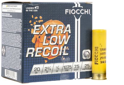 Picture of Fiocchi 20Lite75 Exacta Target Low Recoil Trainer 20 Gauge 2.75" 3/4 Oz 7.5 Shot 25 Per Box/ 10 Case 