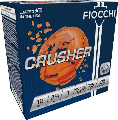 Picture of Fiocchi 12Crsr75 Exacta Crusher 12 Gauge 2.75" 1 Oz 7.5 Shot 25 Per Box/ 10 Case 