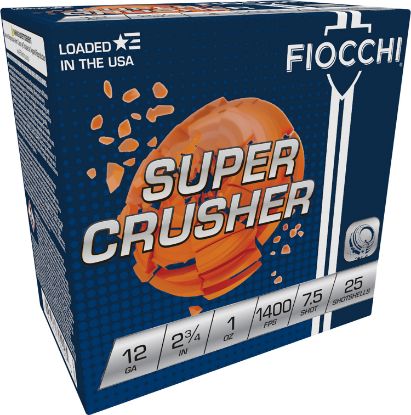 Picture of Fiocchi 12Scrs75 Exacta Target Super Crusher 12 Gauge 2.75" 1 Oz 7.5 Shot 25 Per Box/ 10 Case 