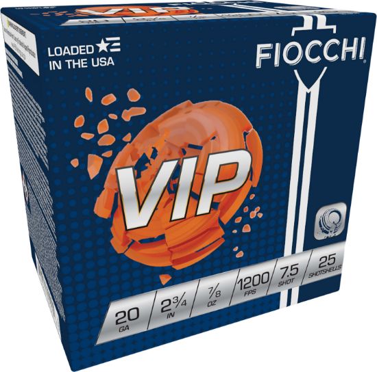 Picture of Fiocchi 20Vip75 Exacta Target Vip 20 Gauge 2.75" 7/8 Oz 7.5 Shot 25 Per Box/ 10 Case 