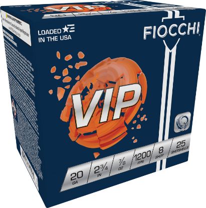 Picture of Fiocchi 20Vip8 Exacta Target Vip 20 Gauge 2.75" 7/8 Oz 8 Shot 25 Per Box/ 10 Case 