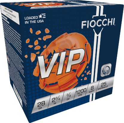 Picture of Fiocchi 28Vip8 Exacta Target Vip 28 Gauge 2.75" 3/4 Oz 8 Shot 25 Per Box/ 10 Case 