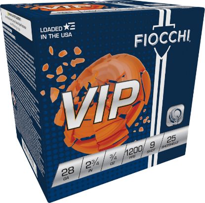 Picture of Fiocchi 28Vip9 Exacta Target Vip 28 Gauge 2.75" 3/4 Oz 9 Shot 25 Per Box/ 10 Case 