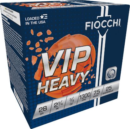 Picture of Fiocchi 28Viph75 Exacta Target Vip Heavy 28 Gauge 2.75" 3/4 Oz 7.5 Shot 25 Per Box/ 10 Case 