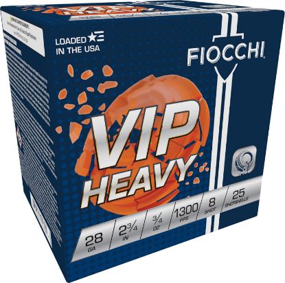 Picture of Fiocchi 28Viph8 Exacta Target Vip Heavy 28 Gauge 2.75" 3/4 Oz 8 Shot 25 Per Box/ 10 Case 