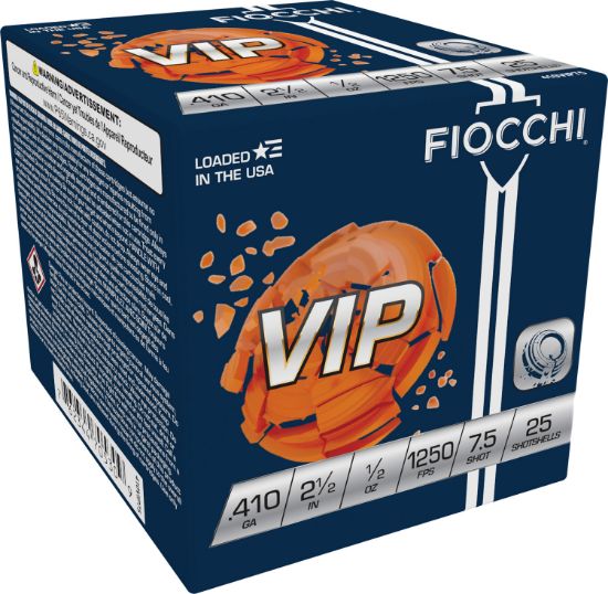 Picture of Fiocchi 410Vip75 Exacta Target Vip 410 Gauge 2.50" 1/2 Oz 7.5 Shot 25 Per Box/ 10 Case 