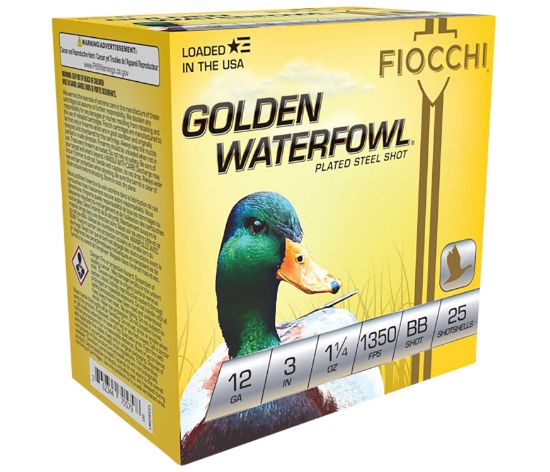 Picture of Fiocchi 123Sgwbb Golden Waterfowl 12 Gauge 3" 1 1/4 Oz Bb Shot 25 Per Box/ 10 Case 